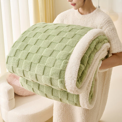 Wasserwürfel-Korallenfleece-Decke mit Lammfleece