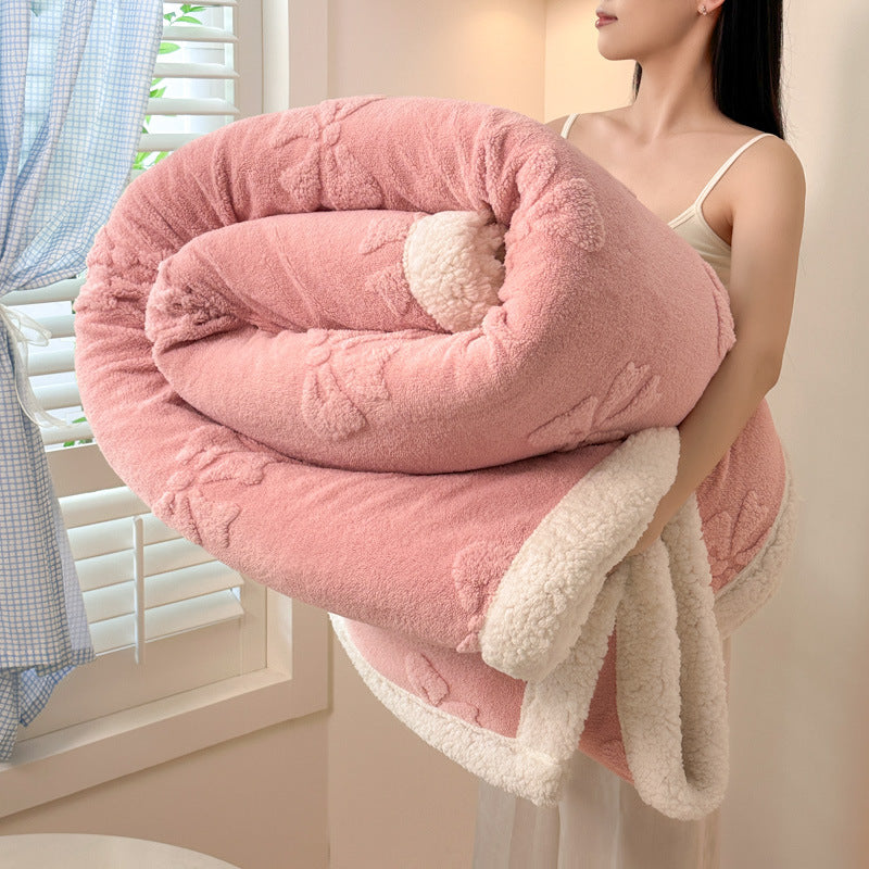 Doppellagige Jacquard-Kuscheldecke mit Lammfleece-Optik