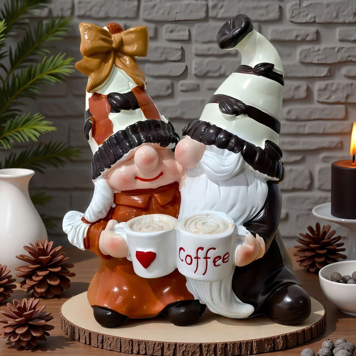 Weihnachts-Wichtel Paar aus Kunstharz