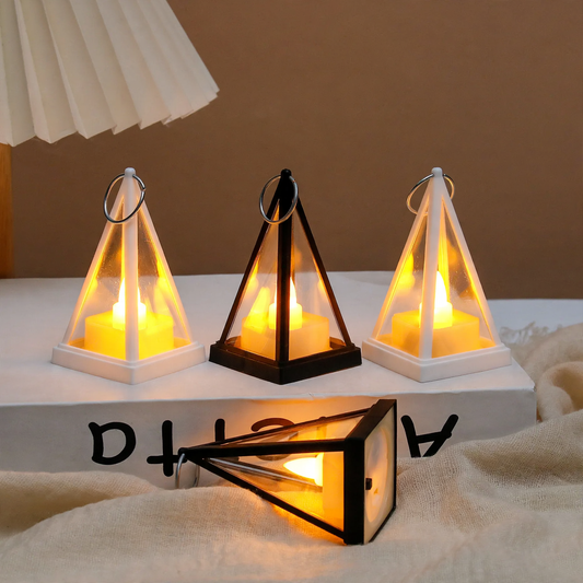 Dekorative LED-Laterne im Dreiecksdesign für festliche Anlässe