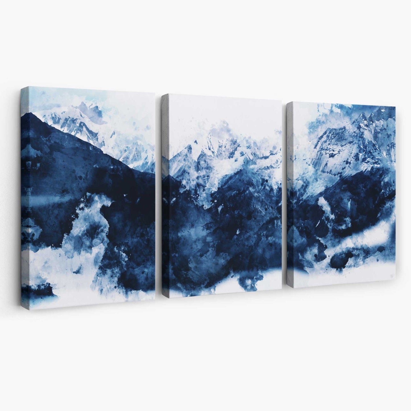 Abstrakte marineblaue Berge, 3er-Set Leinwanddrucke