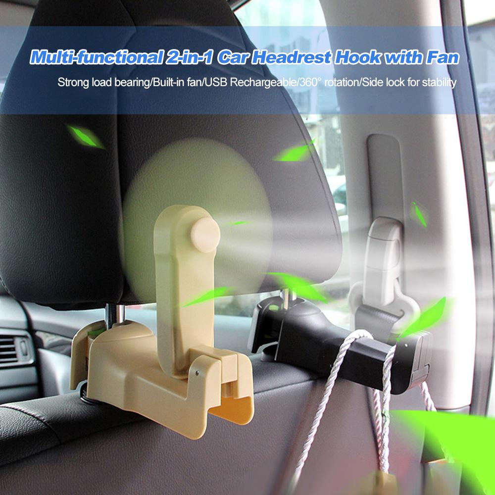2 in 1 Auto Kopfstützenhaken mit Ventilator | Brehn