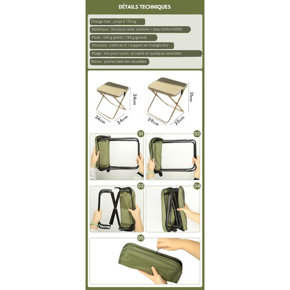 2-in-1-Stuhltasche – Ultraleichter, faltbarer Rucksack mit integriertem Sitz