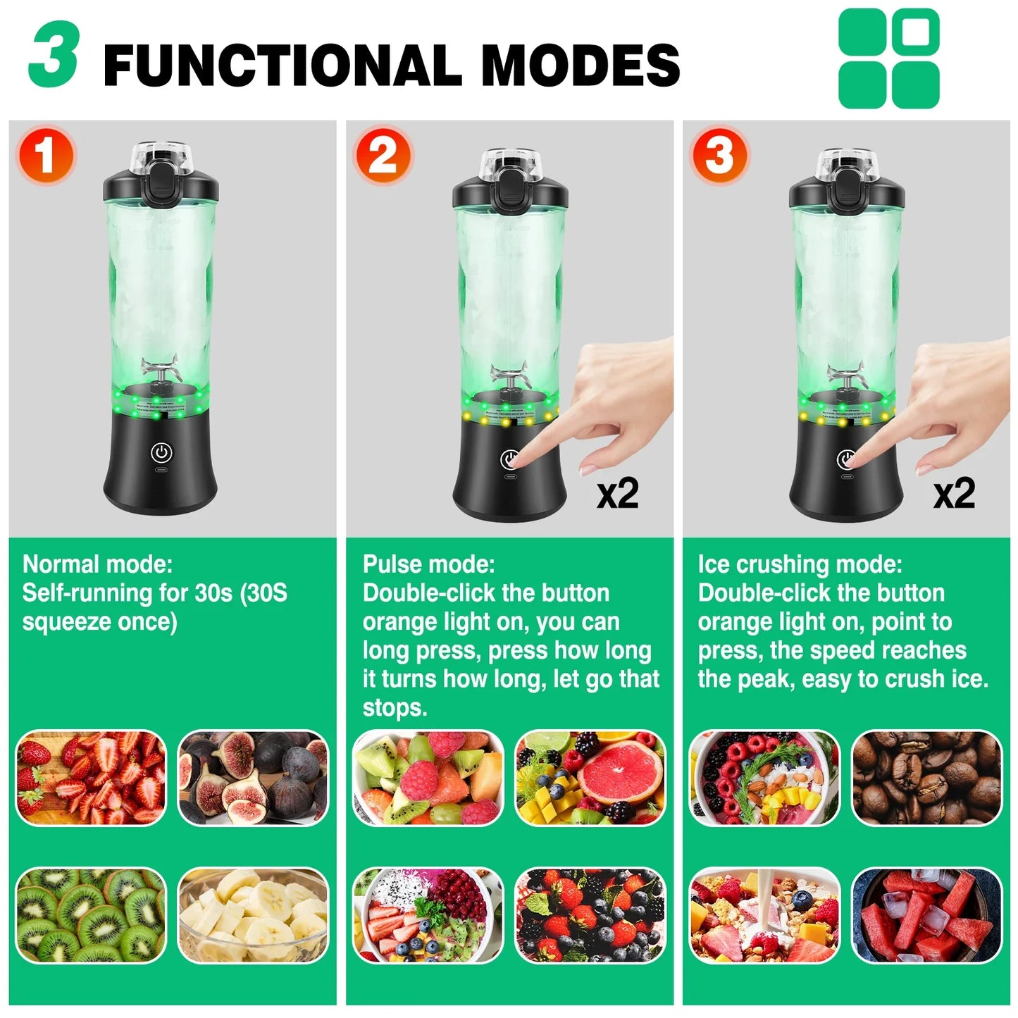 2 in 1 Tragbarer Mixer Elektrischer Entsafter und Smoothie Mixer Mini Mixer | Brehn