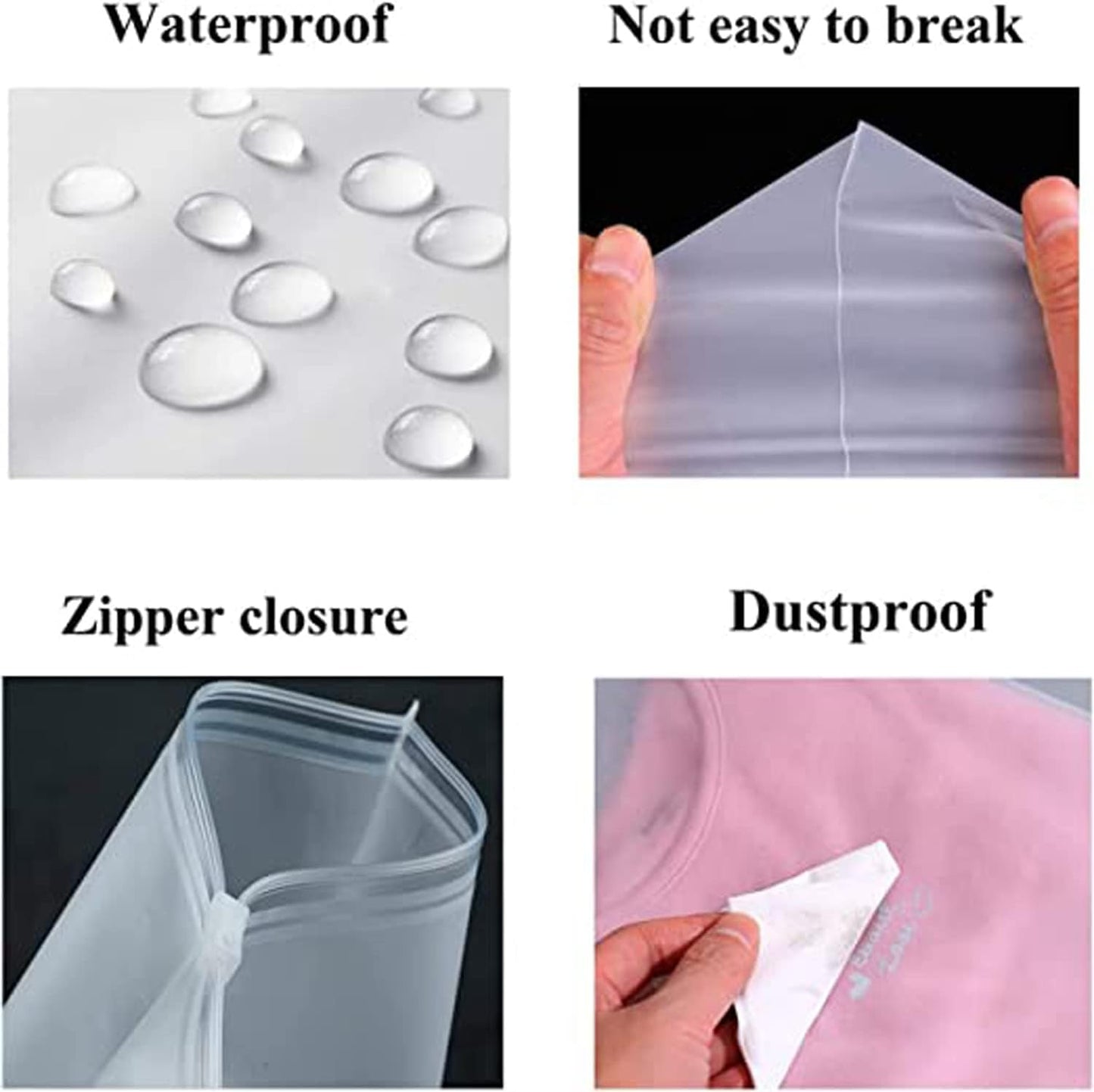 Multi-Zweck Frosted Zip Aufbew Bags – 20er Pack Plastik Kleidungs Hüllen (Kaufe 2 Sets, Nimm 1 GRATIS) | Brehn