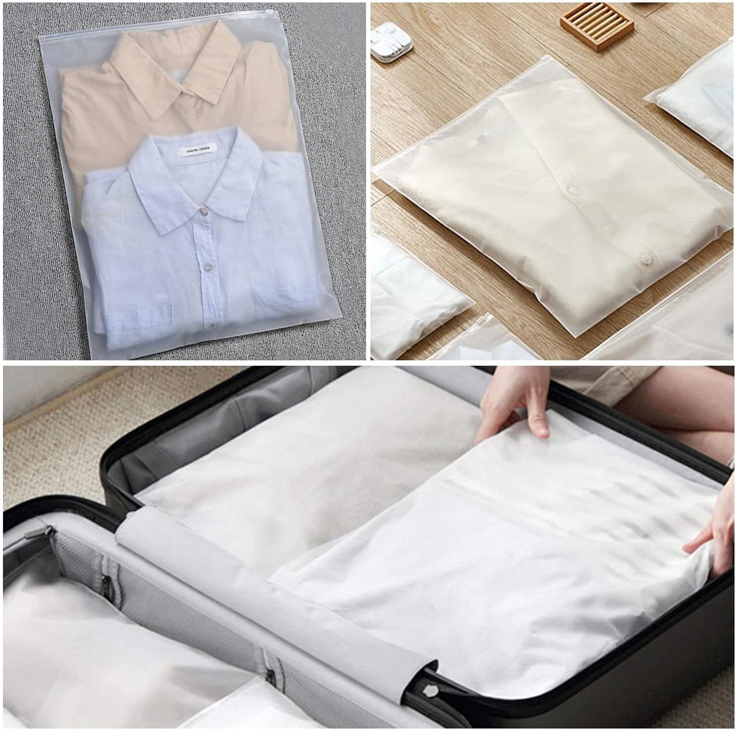 Mehrzweck-Aufbewahrungsbeutel mit mattiertem Reißverschluss – 20er-Packung Kunststoff-Kleiderhüllen (Beim Kauf von 2 Sets erhalten Sie 1 gratis)