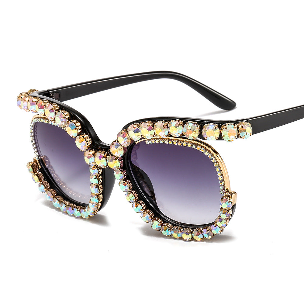 Damen Glamouröse Cat-Eye-Sonnenbrille mit funkelndem Kristallbesatz Brehn