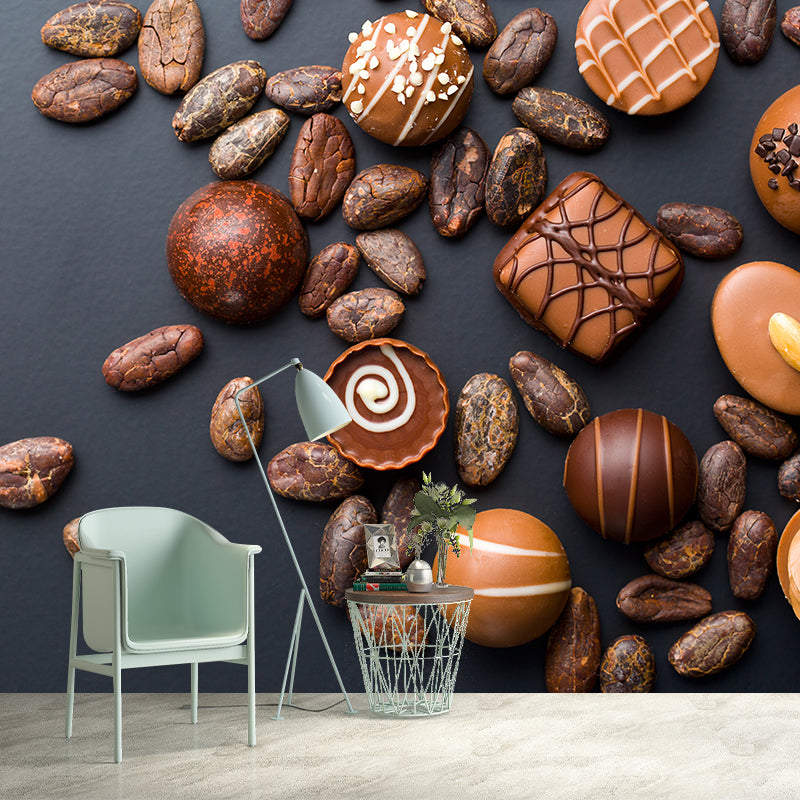 Brehn | Donkere Kleur Heerlijke Chocolade Muur Tattoo Hedendaags Non-woven Materiaal Muurbedekking