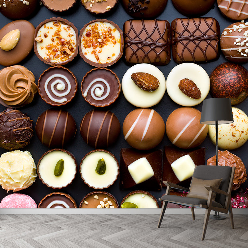 Brehn | Schokoladenmural Tapete Sanfte Farbe Zeitgemäße Wandverkleidung für Dessertladen