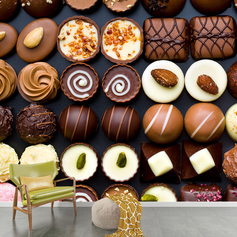 Brehn | Schokoladenmural Tapete Sanfte Farbe Zeitgemäße Wandverkleidung für Dessertladen