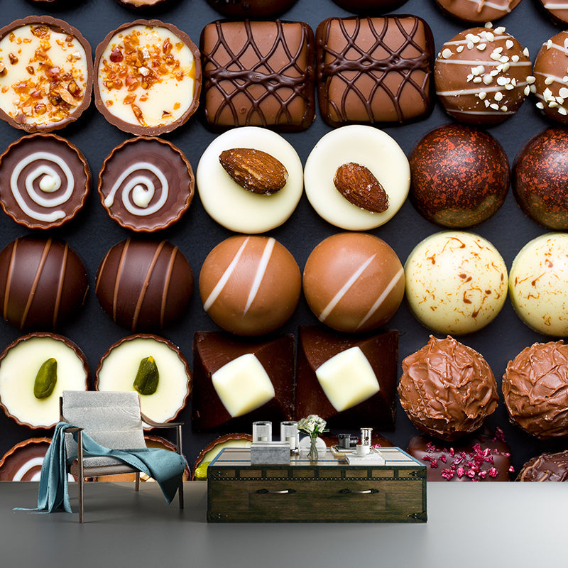 Brehn | Schokoladenmural Tapete Sanfte Farbe Zeitgemäße Wandverkleidung für Dessertladen