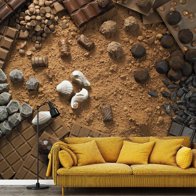 Brehn | Lichte kleur chocolade muurstain resistente hedendaagse dessertwinkel wandbekleding
