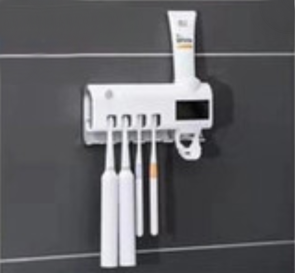 Brehn | Smart Punch-freie UV Sterilisation Zahnbürstensterilisator / Regal mit automatischer Zahnpasta, solarbetrieben, Lithium-Batteriespeicher, doppelte Sterilisation & automatische Induktion