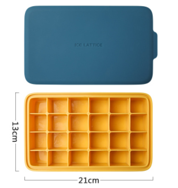 Brehn | Silikon-Eisform mit 12 Sechseck- oder 24 quadratischen Fächern, aus lebensmittelechtem Silikon, staubdichtem Deckel, spülmaschinenfest und leicht zu entformen