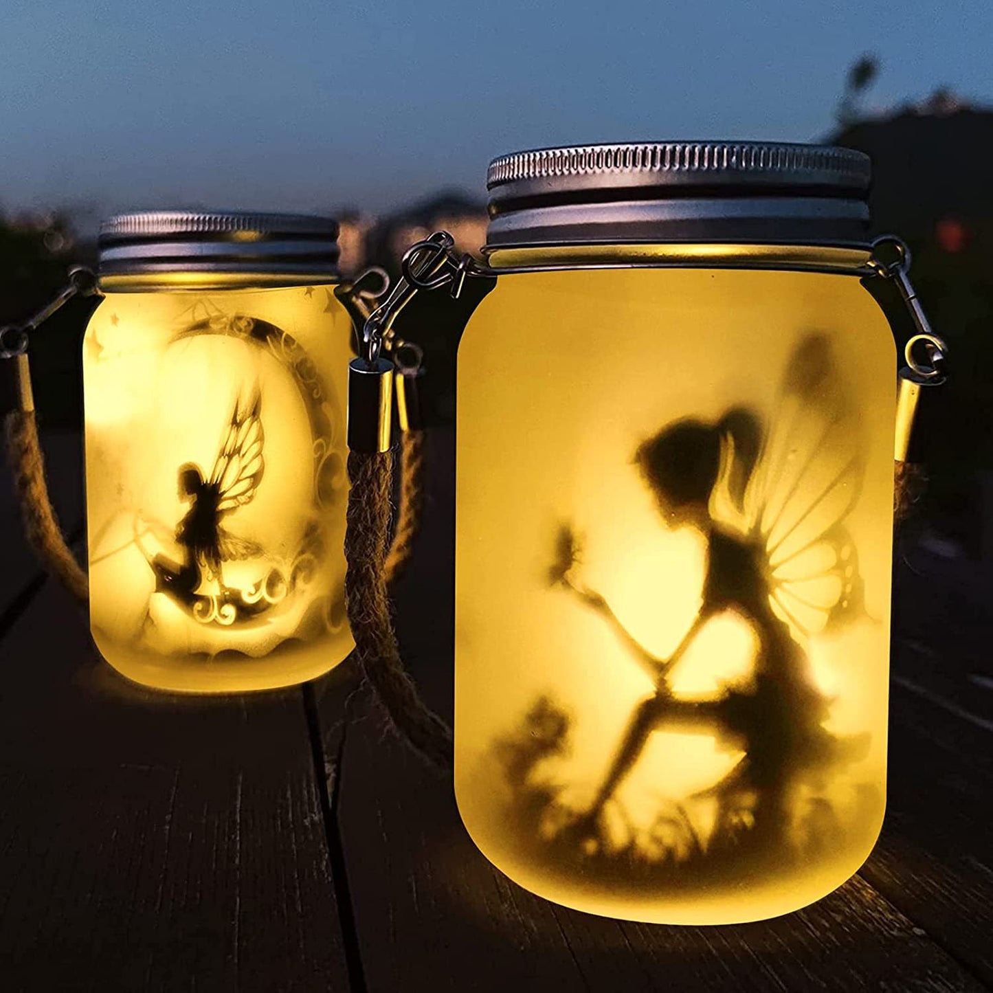 Solar Kreatives Feen-LED-Außenlicht aus mattiertem Glas