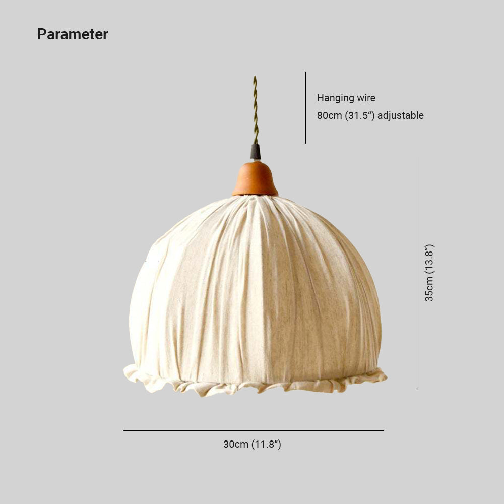 EcoLume - Minimalistische skandinavische LED-Pendelleuchte mit beigefarbenem Stoffschirm und verstellbarem Bogen für Wohn- und Esszimmer