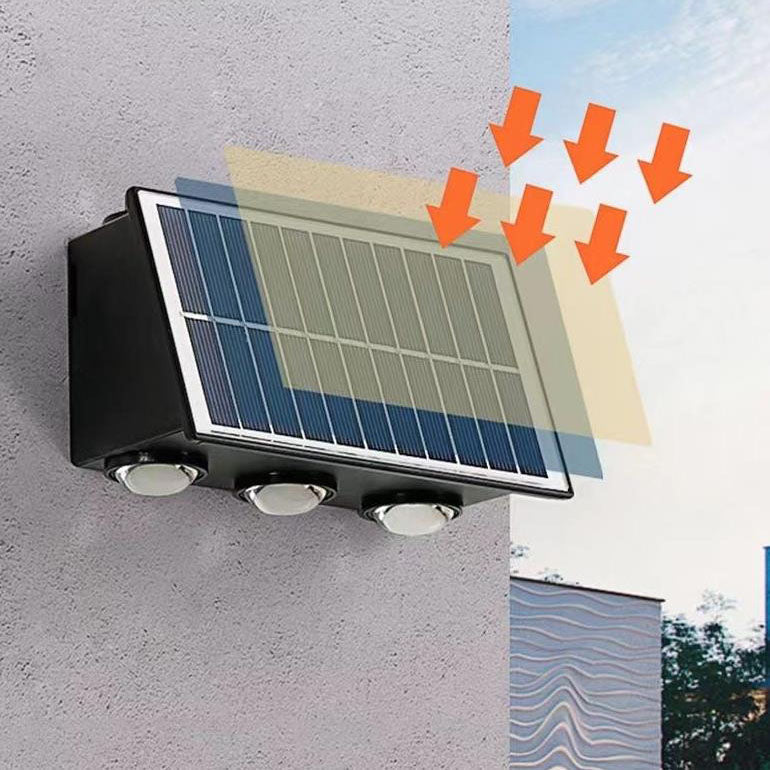 Zeitgenössische industrielle Solar wasserdichte ABS Säulen LED Wandlampe für den Außenbereich | Brehn