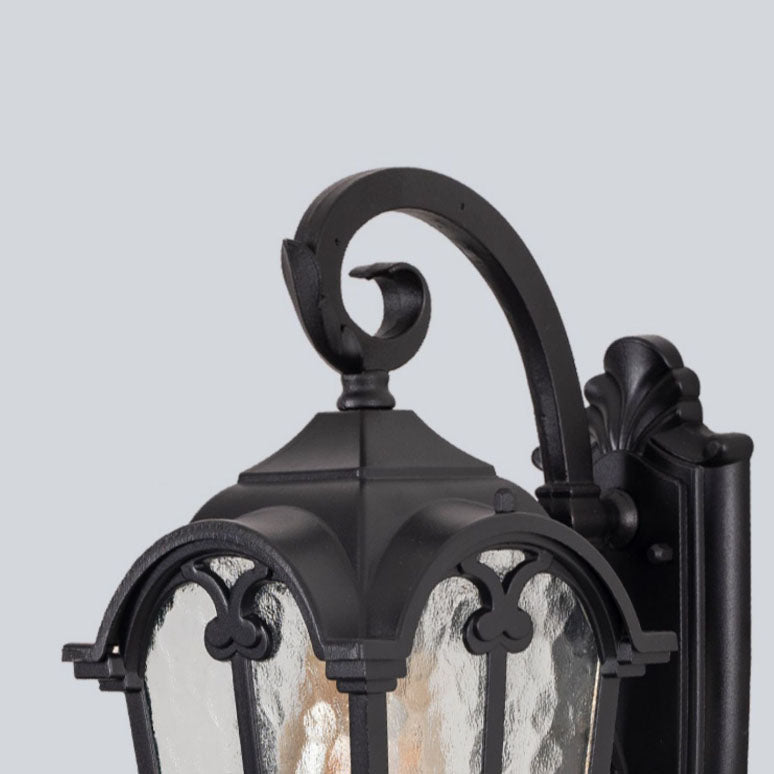 Traditionelle europäische quadratische Fensterform Aluminium Glas 1-Licht Wand sconce Lampe für Außenpatio | Brehn