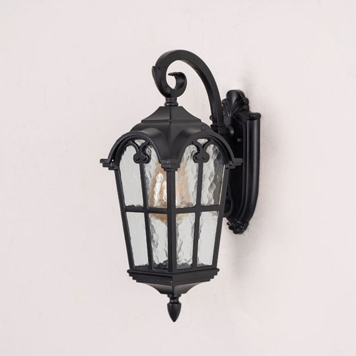 Traditionelle europäische quadratische Fensterform Aluminium Glas 1-Licht Wand sconce Lampe für Außenpatio | Brehn