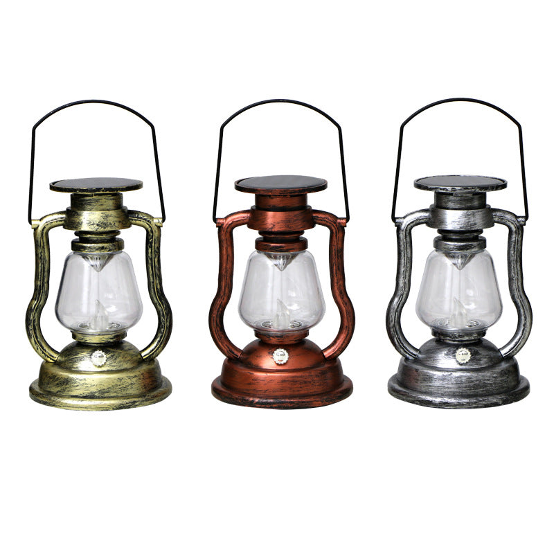 Vintage Stil Solar LED Hurrikan Laterne Mit Glaschimney Und Metallgriff Brehn