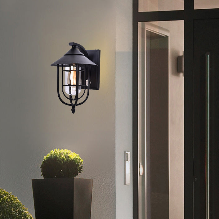 Zeitgenössische industrielle Eisen wasserdichte menschliche Körpersensor 1-Licht Außenwand Sconces Lampe für Außenpatio | Brehn