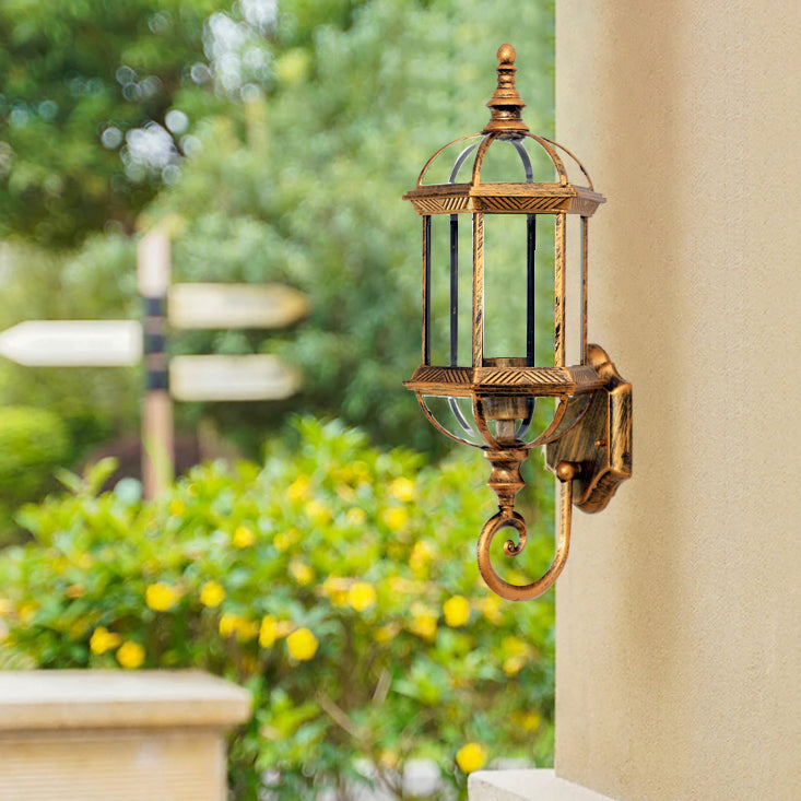 Traditionelle Vintage Wasserfeste Hexagonale Aluminium Glas 1-Licht Außenwandleuchte für Garten | Brehn
