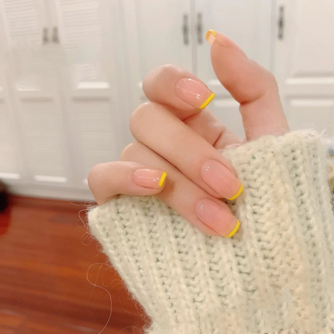 Glänzendes French Tip Press-On Nagelset