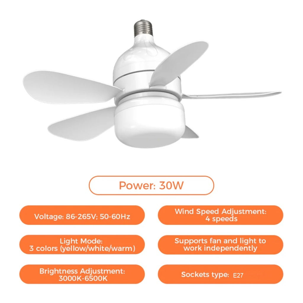 2-in-1 LED-Deckenventilatorlicht mit Fernbedienung, E27/B22-Basis | Brehn