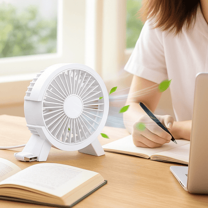 Mini Elektrisch Tragbarer Wiederaufladbarer und Lautloser Ventilator | Brehn