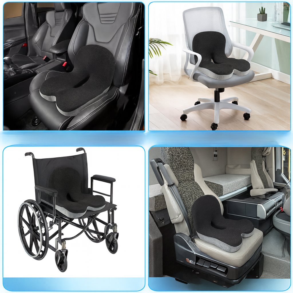 Lenden- & Steißbeinschmerzlinderung – Memory Foam Rutschfeste Unterstützung – Büro Auto Zuhause Nutzung Brehn