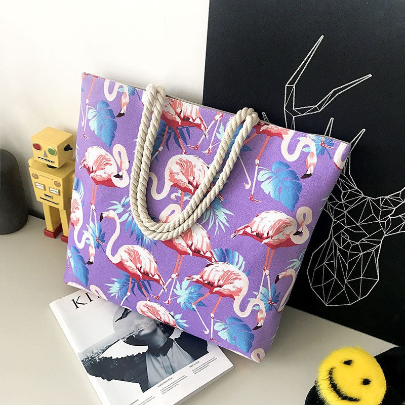Große Strandtasche mit Lebhaften Flamingo-Motiven Brehn