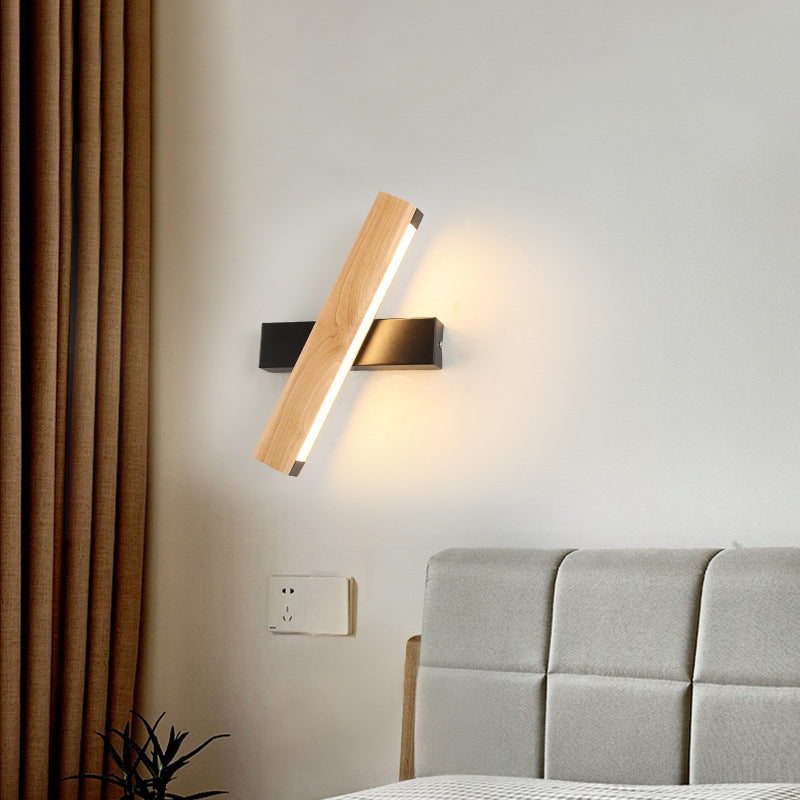 Lineare Lese-Wandleuchte Moderne Holz Rotierbare LED Schlafzimmer Wandleuchte Beleuchtungseinrichtung | Brehn