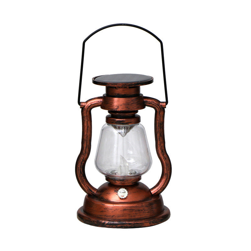 Vintage Stil Solar LED Hurrikan Laterne Mit Glaschimney Und Metallgriff Brehn