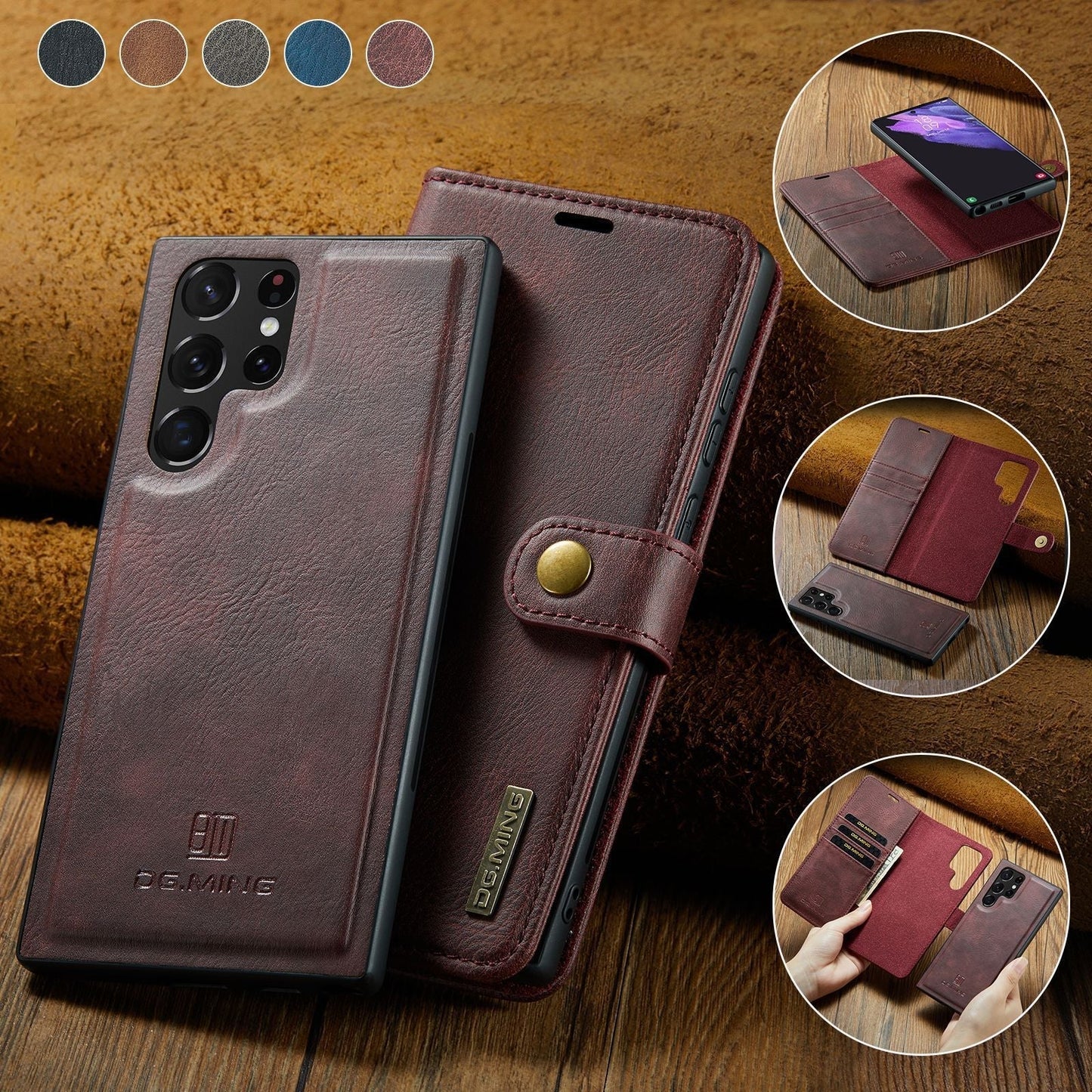 Brehn | 2 in 1 abnehmbare Flip-Ledertasche für Samsung Galaxy