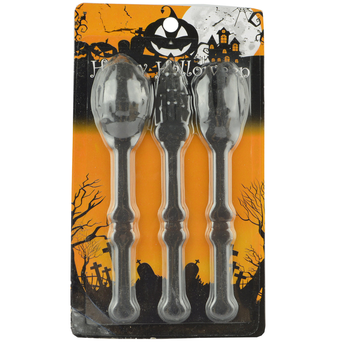 Halloween-Besteck-Set aus flexiblem Kunststoff mit Skeletthand-Design