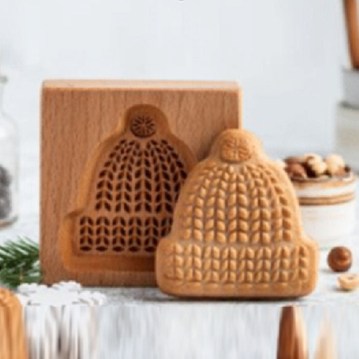 Keksausstecher-Set aus Holz | Gravierte Gebäckstempel | Lebkuchen- und Kekspresse