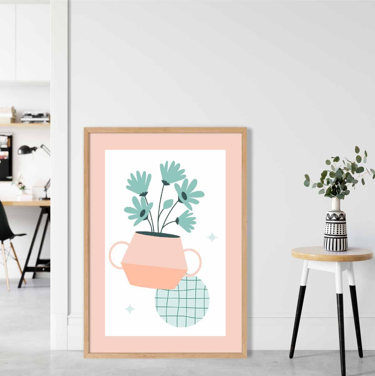 Boho-Küche Pastellfarben Rosa Blau Poster Nr. 1