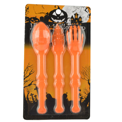 Halloween-Besteck-Set aus flexiblem Kunststoff mit Skeletthand-Design