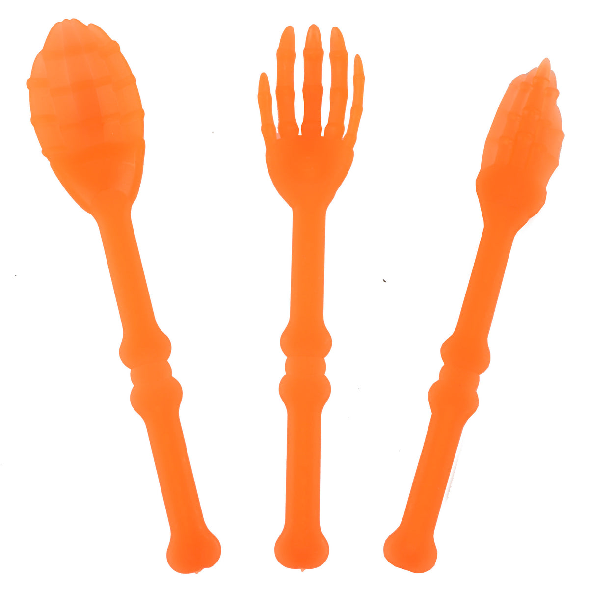 Halloween-Besteck-Set aus flexiblem Kunststoff mit Skeletthand-Design