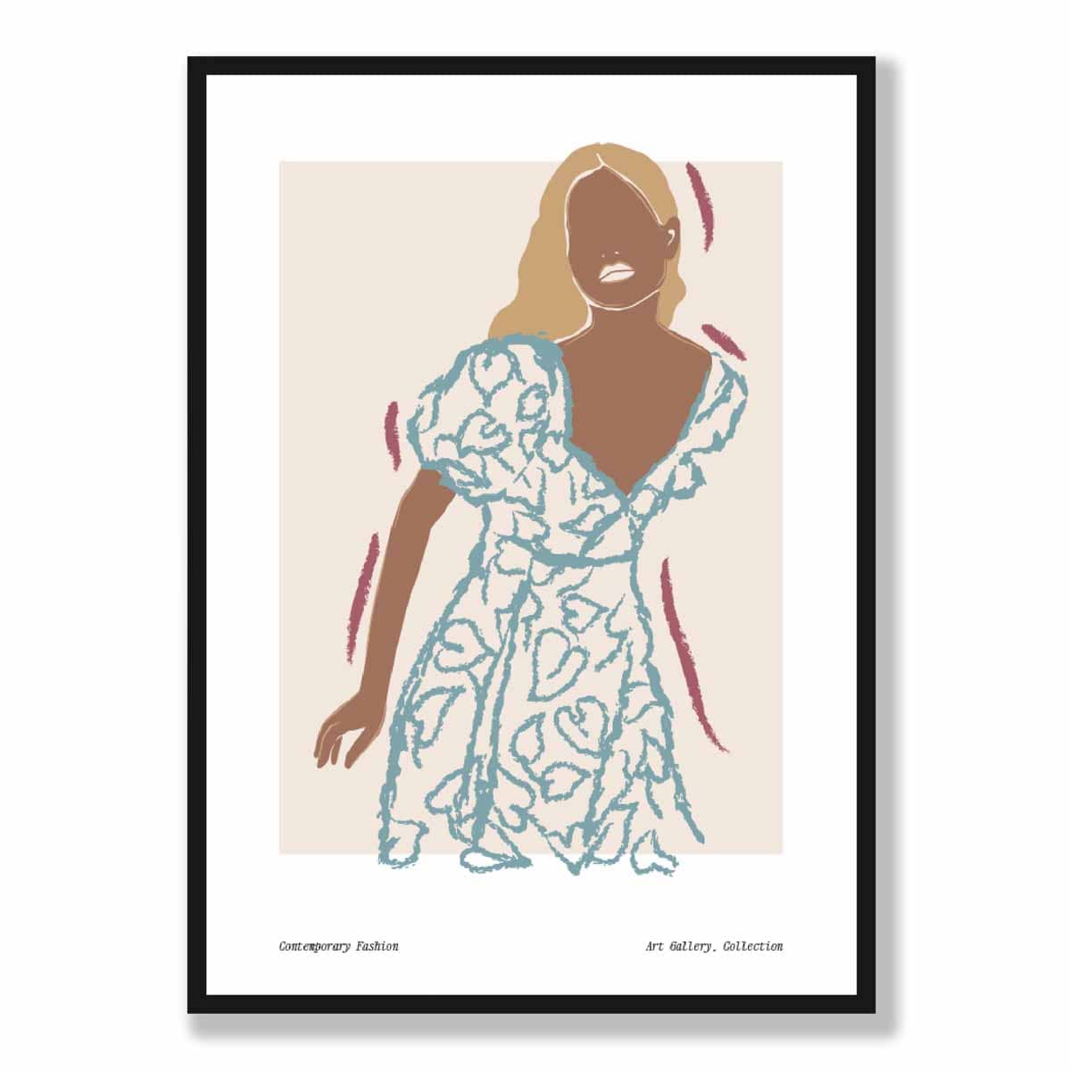Poster Nr. 2: Zeitgenössische Modeskizze einer Frau