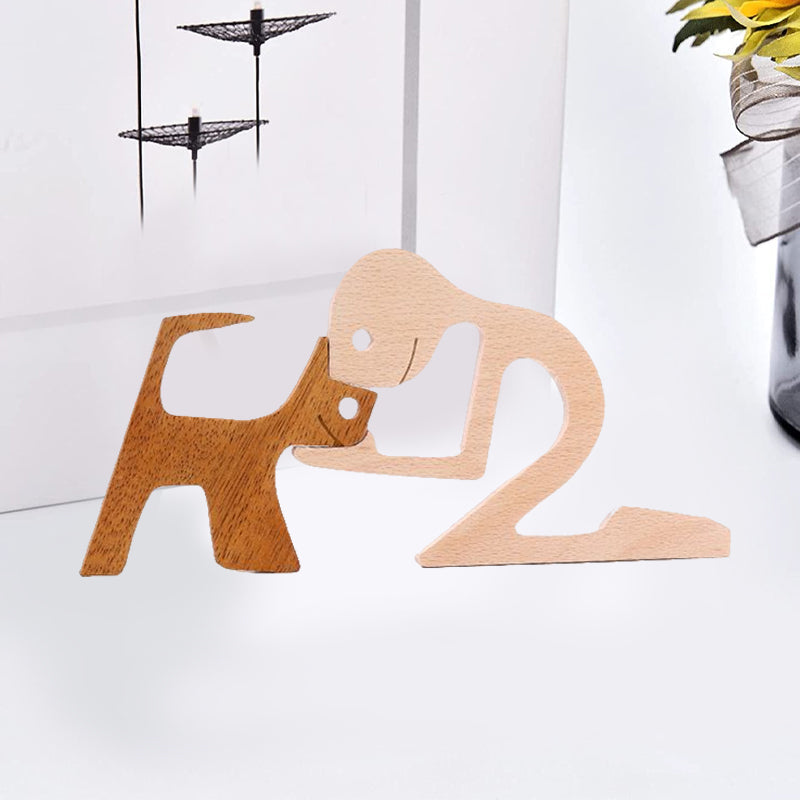 Brehn | Geschenk für Tierliebhaber - Holzskulptur Tisch Ornamente - Die Liebe zwischen Ihnen und Ihrem pelzigen Freund