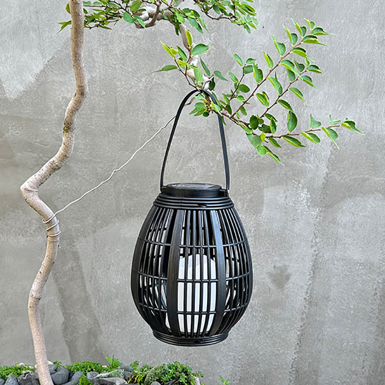 Moderne Art Deco Solar Runde Laterne Rattan LED Außen Landschaftslicht Für Garten | Brehn