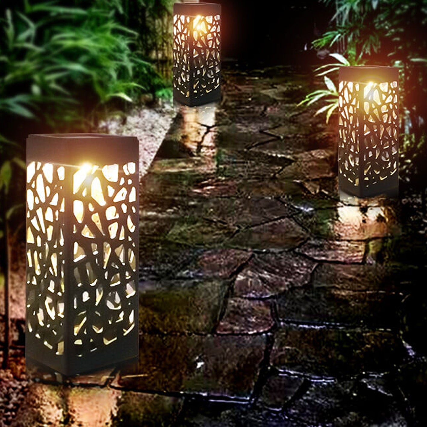 Kreatives Hohles Quadrat Säule LED Außen Rasen Boden Einsetzen Landschaft Licht | Brehn