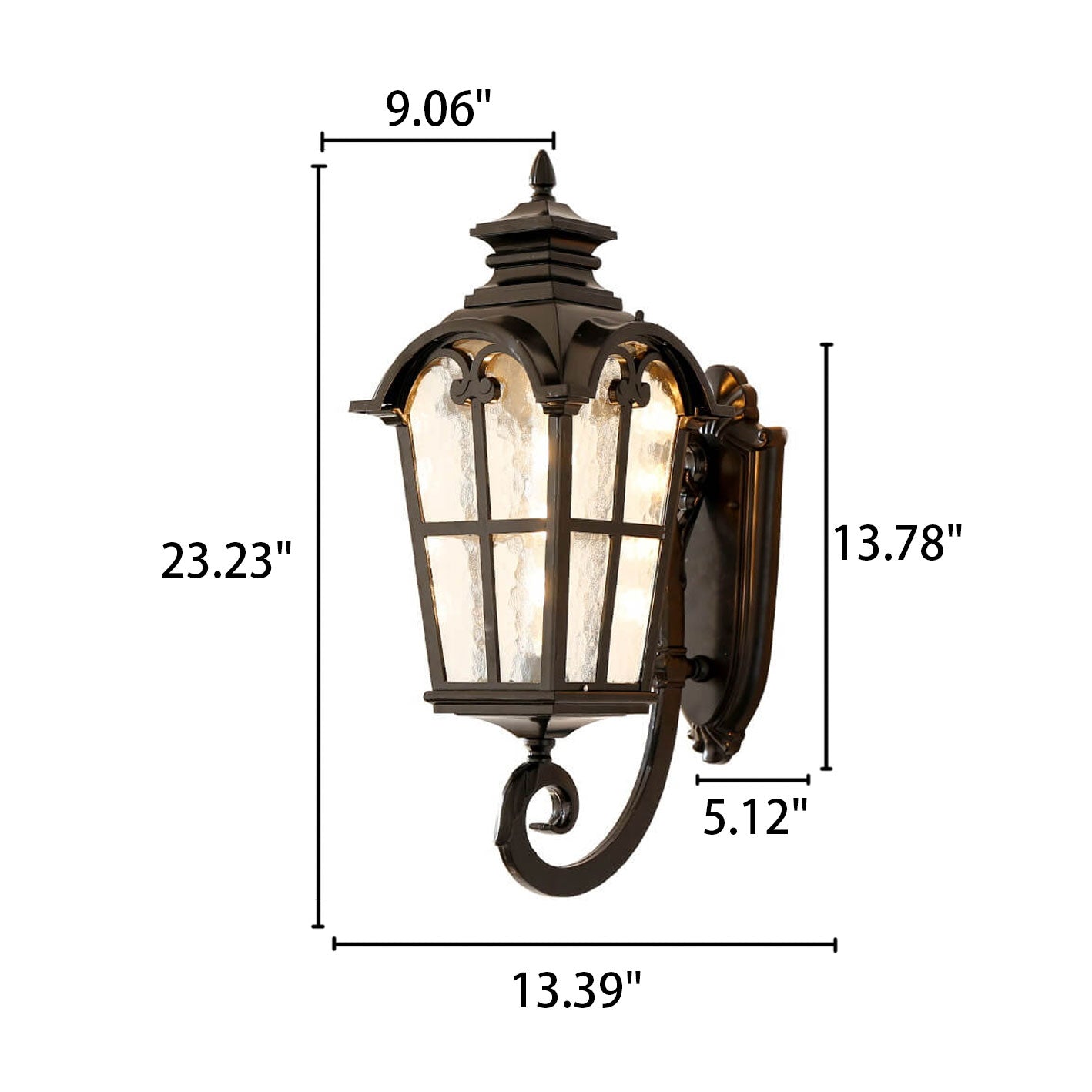 Europäische Retro-Glas-Aluminium-Laterne Außen wasserdicht 1-Licht-Wandleuchte Lampe | Brehn