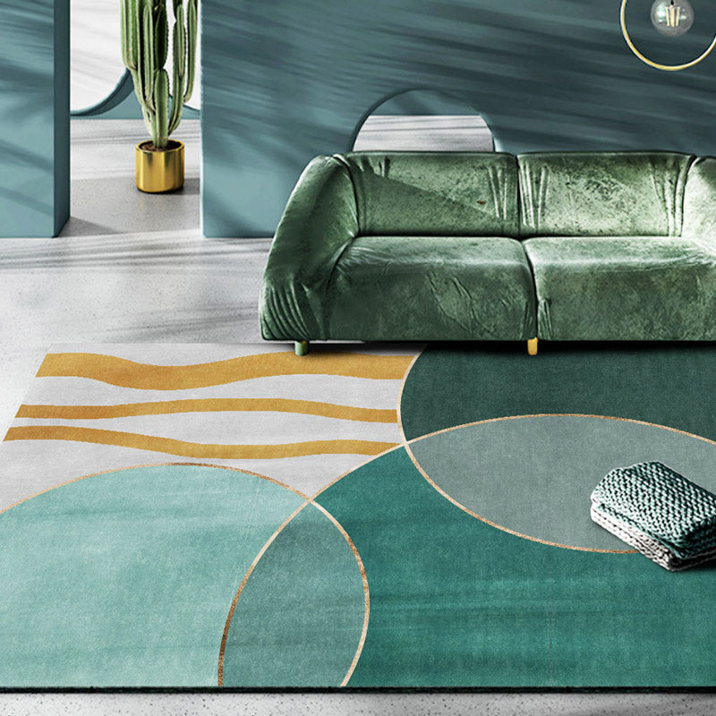 Brehn | Retro Abstract Line Art Teppich Mehrfarbiger Mid-Century Teppich Synthetik Waschbar Fleckenresistent Rutschfester Teppich für das Wohnzimmer