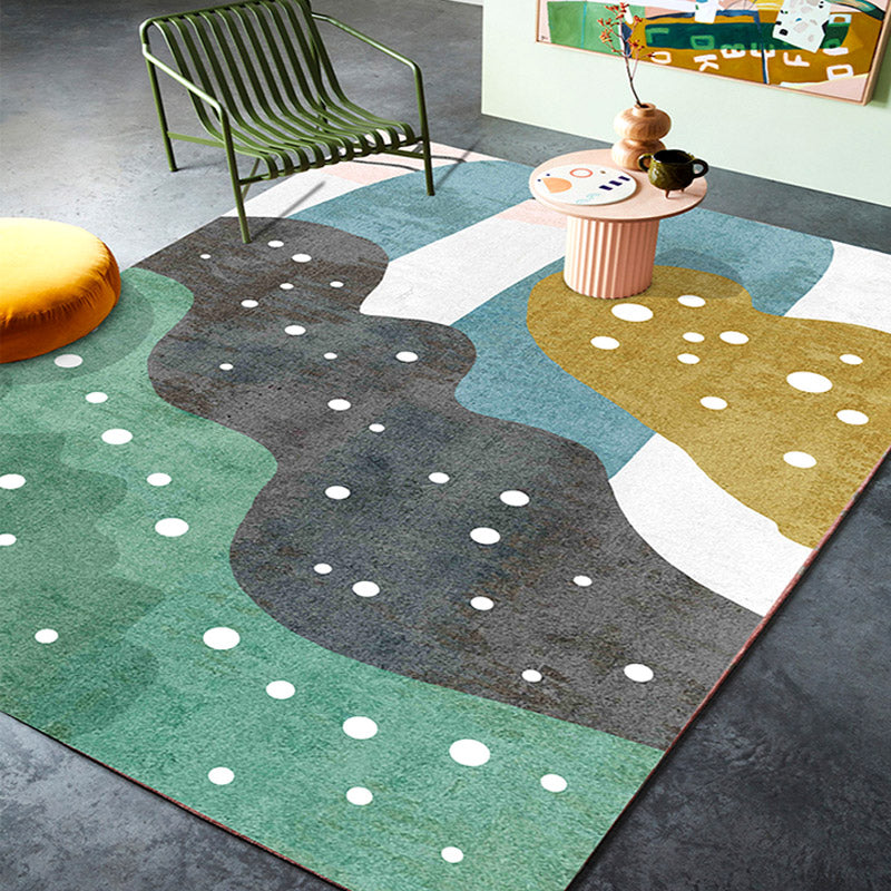 Brehn | Retro Abstract Line Art Teppich Mehrfarbiger Mid-Century Teppich Synthetik Waschbar Fleckenresistent Rutschfester Teppich für das Wohnzimmer