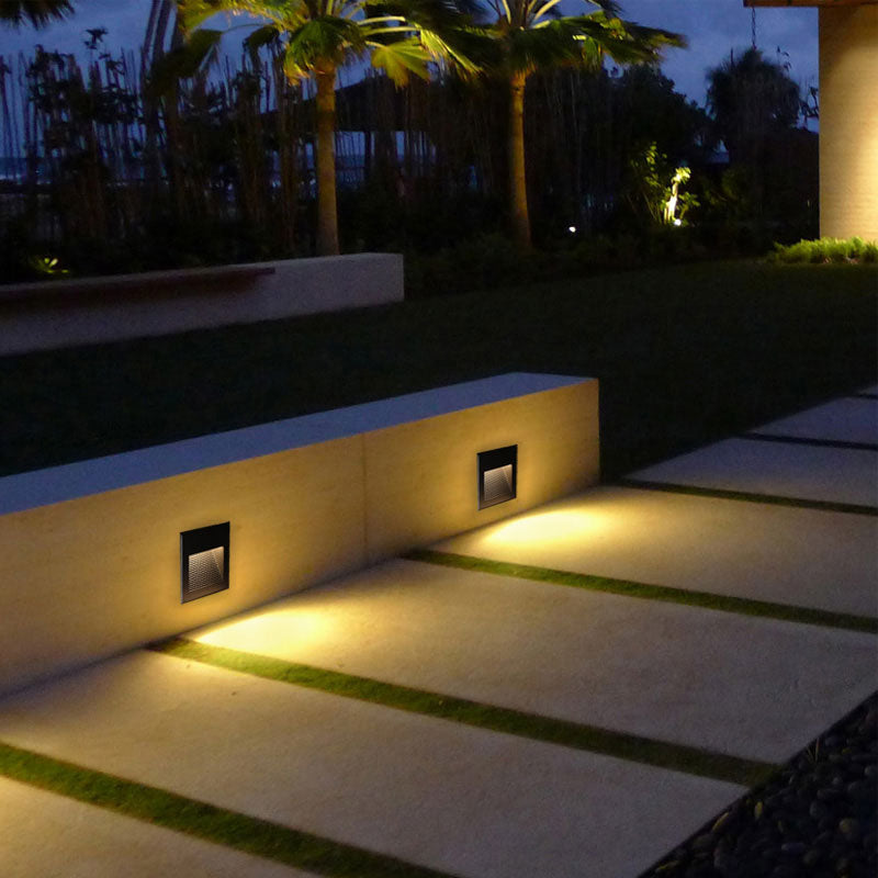 Aluminium viereckige eingelassene Wandlampe minimalistisch schwarze LED Fußlicht für Treppen | Brehn