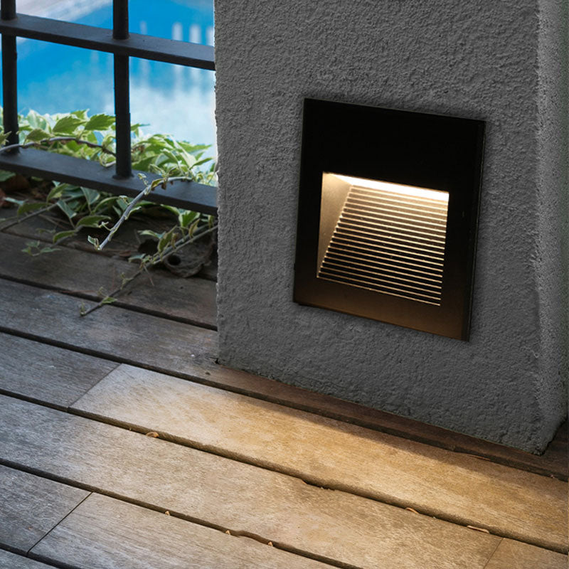 Aluminium viereckige eingelassene Wandlampe minimalistisch schwarze LED Fußlicht für Treppen | Brehn