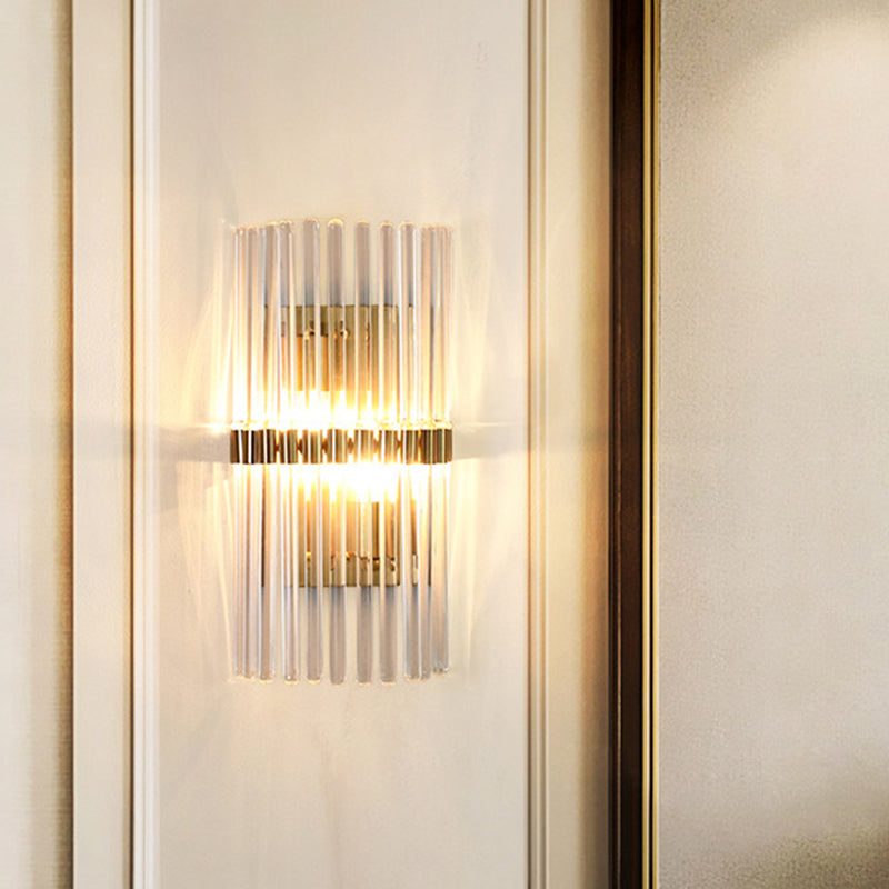 Zeitgenössische Säulenwandleuchte Kristall 2 Köpfe Wohnzimmer Wandlampen in Gold | Brehn