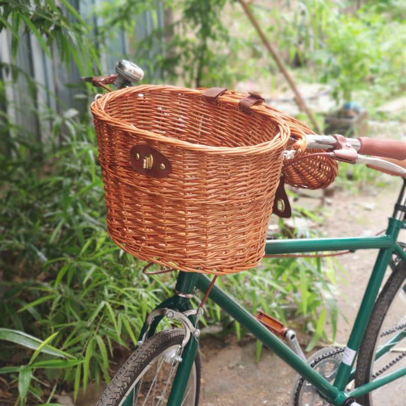gewebter Rattan-Fahrrad-Vorderrkorb mit Schnellverschluss-Befestigungssystem Brehn